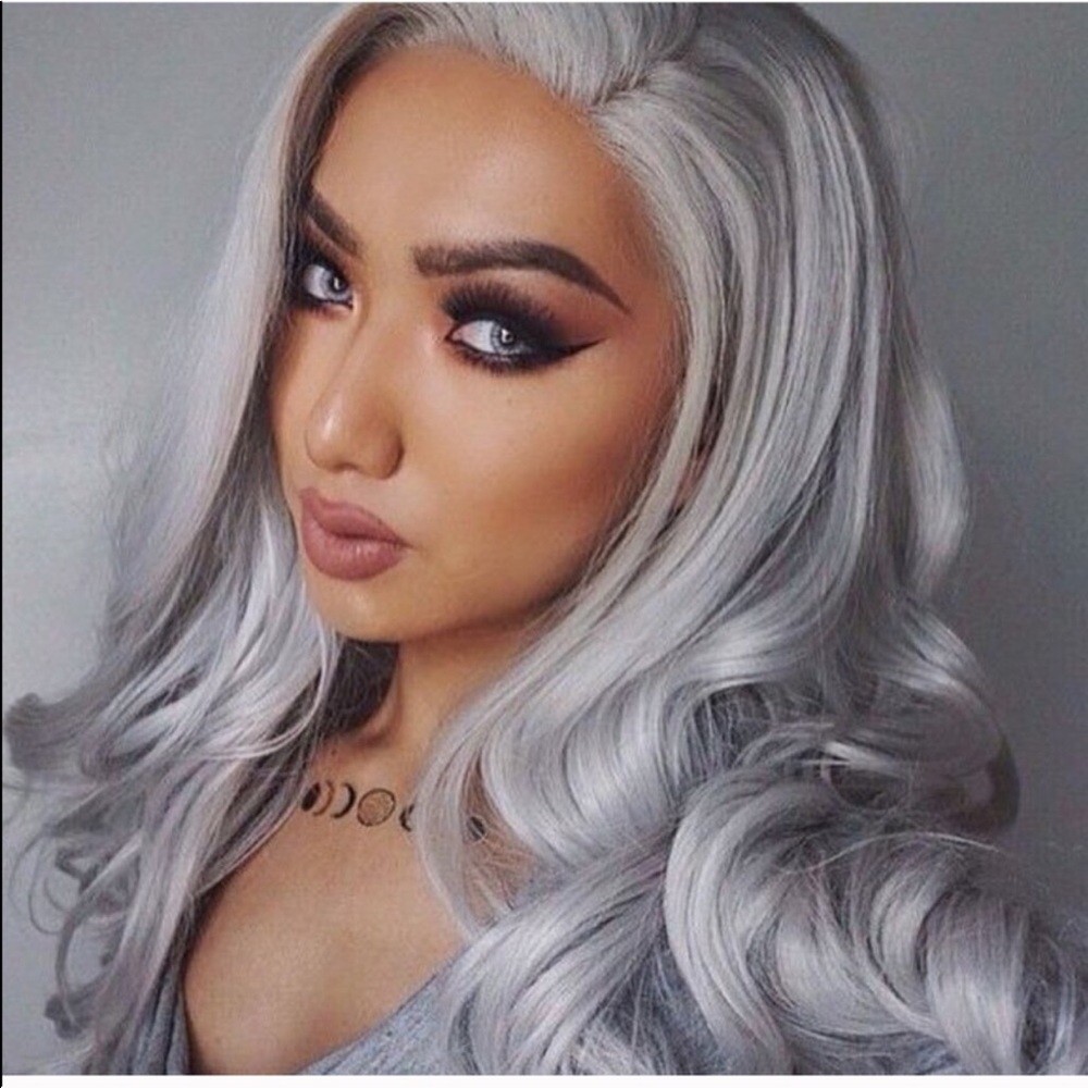 Everyday wigs silver grey gray lace front wig
